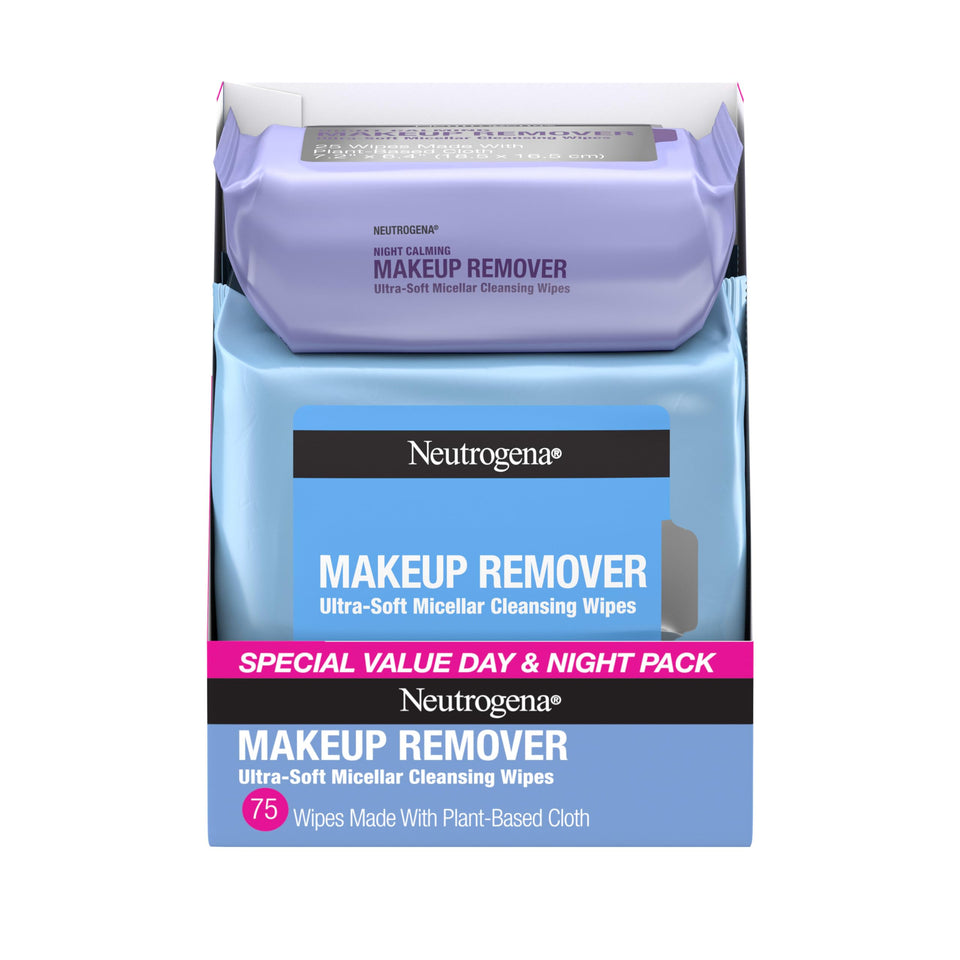 Neutrogena front packaging of three 25-count packs showing convenience and plant-based benefit