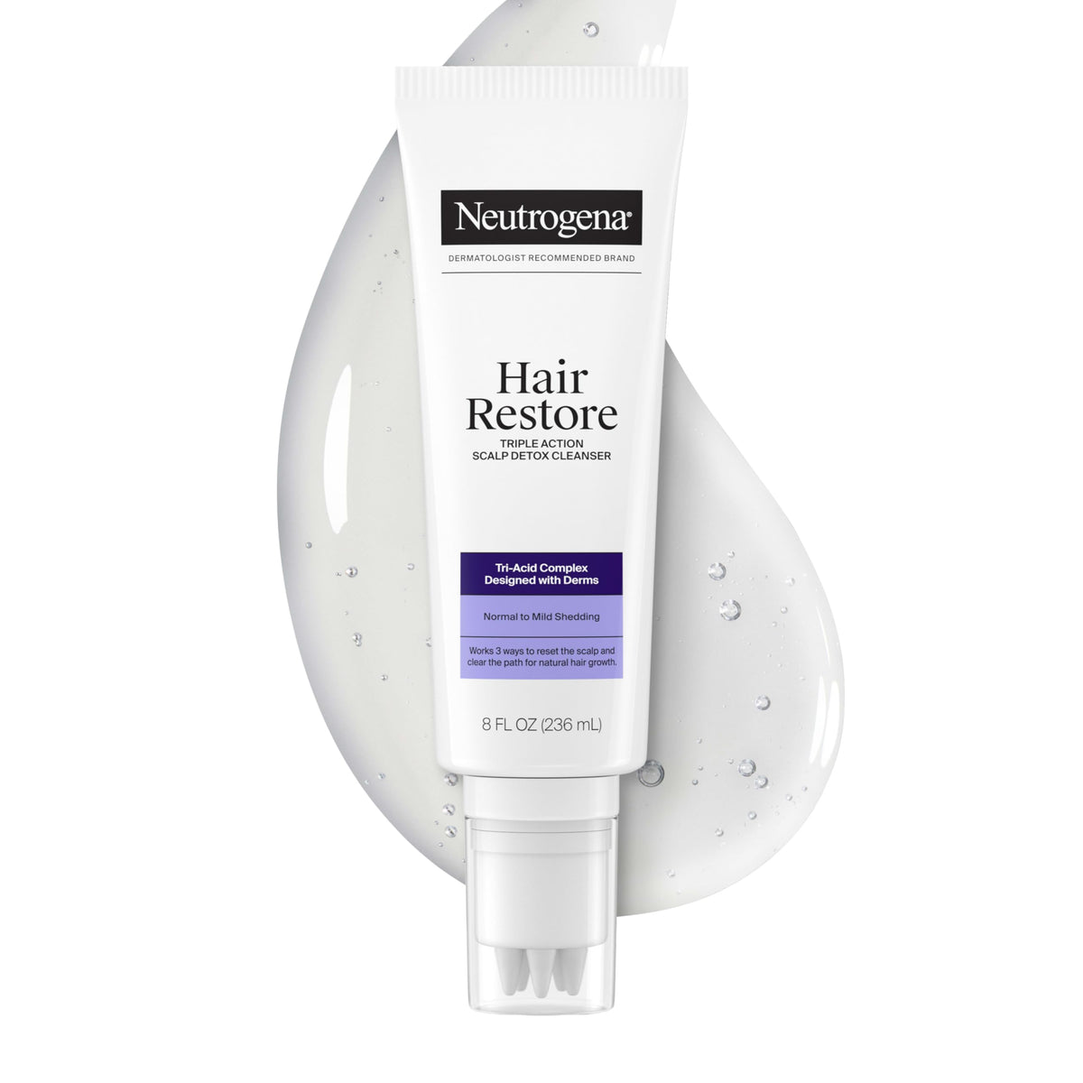 Neutrogena front packaging showing bottle and label, supports clearer scalp