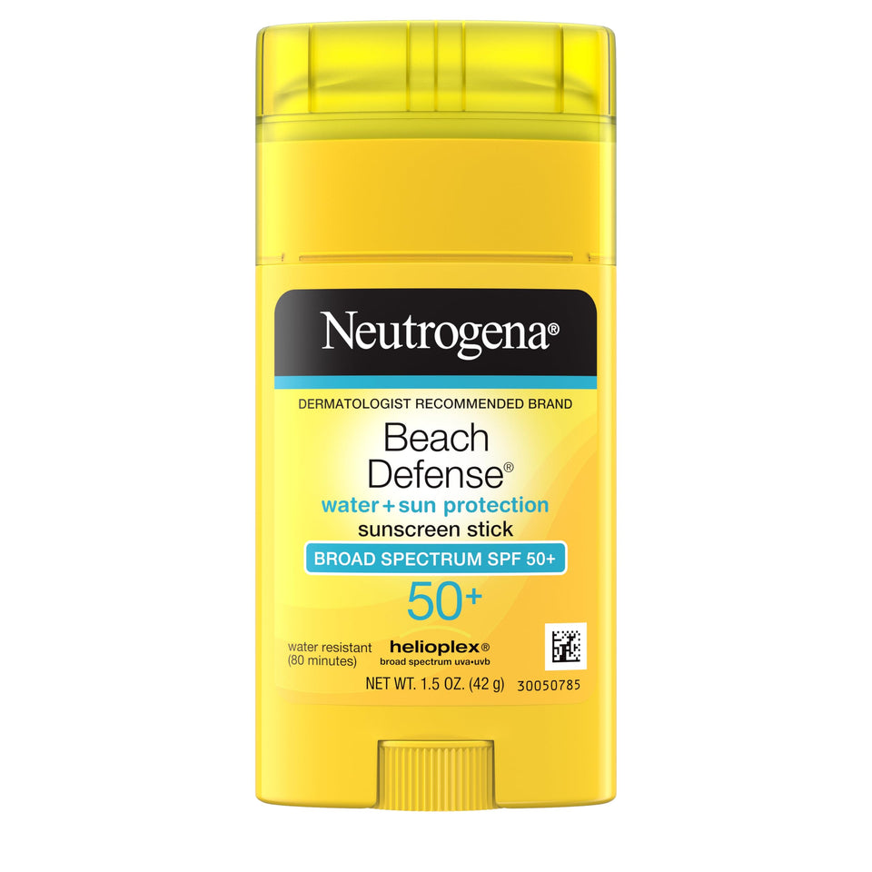 Neutrogena front-packaging stick SPF 50 showing compact beach protection
