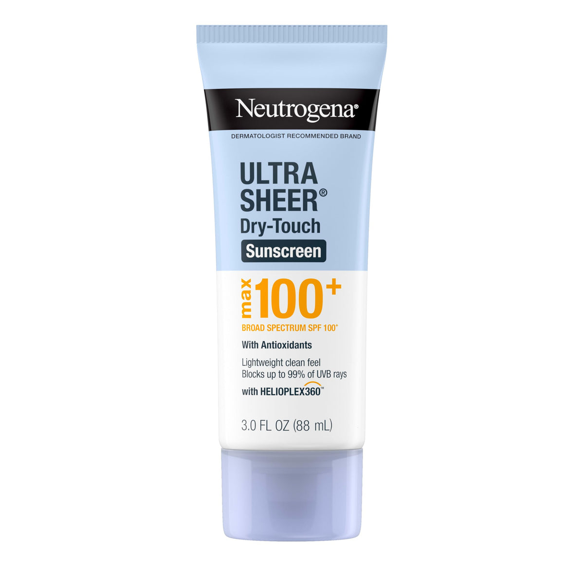 Neutrogena front packaging showing SPF 100+ travel bottle and benefits