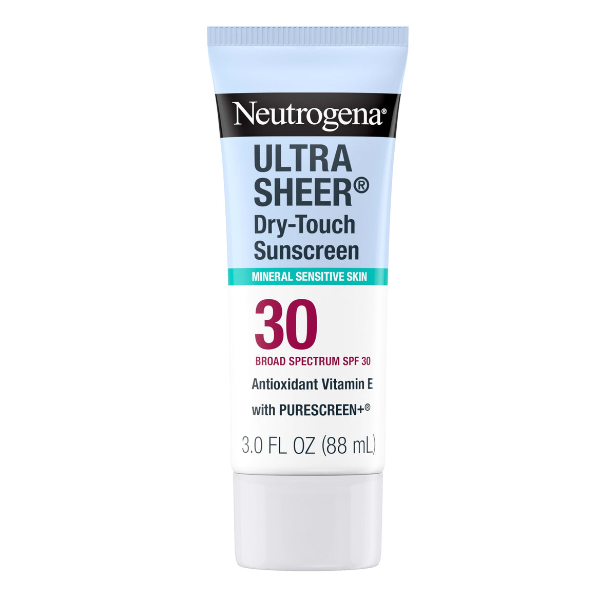 Neutrogena front packaging showing travel-size SPF 30 and mineral protection benefits