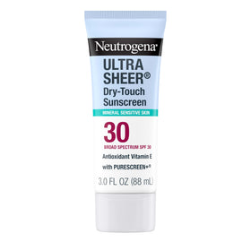 Neutrogena front packaging showing travel-size SPF 30 and mineral protection benefits