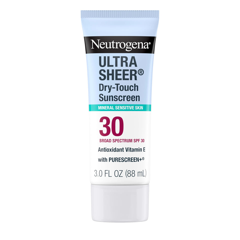 Neutrogena front packaging showing travel-size SPF 30 and mineral protection benefits