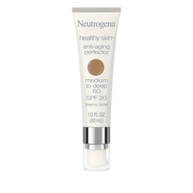 Neutrogena front tube of perfector SPF 20 showing shade 60 Medium to Deep and compact design