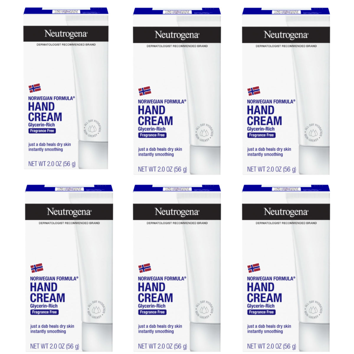 Neutrogena front packaging showing six travel tubes and convenient value