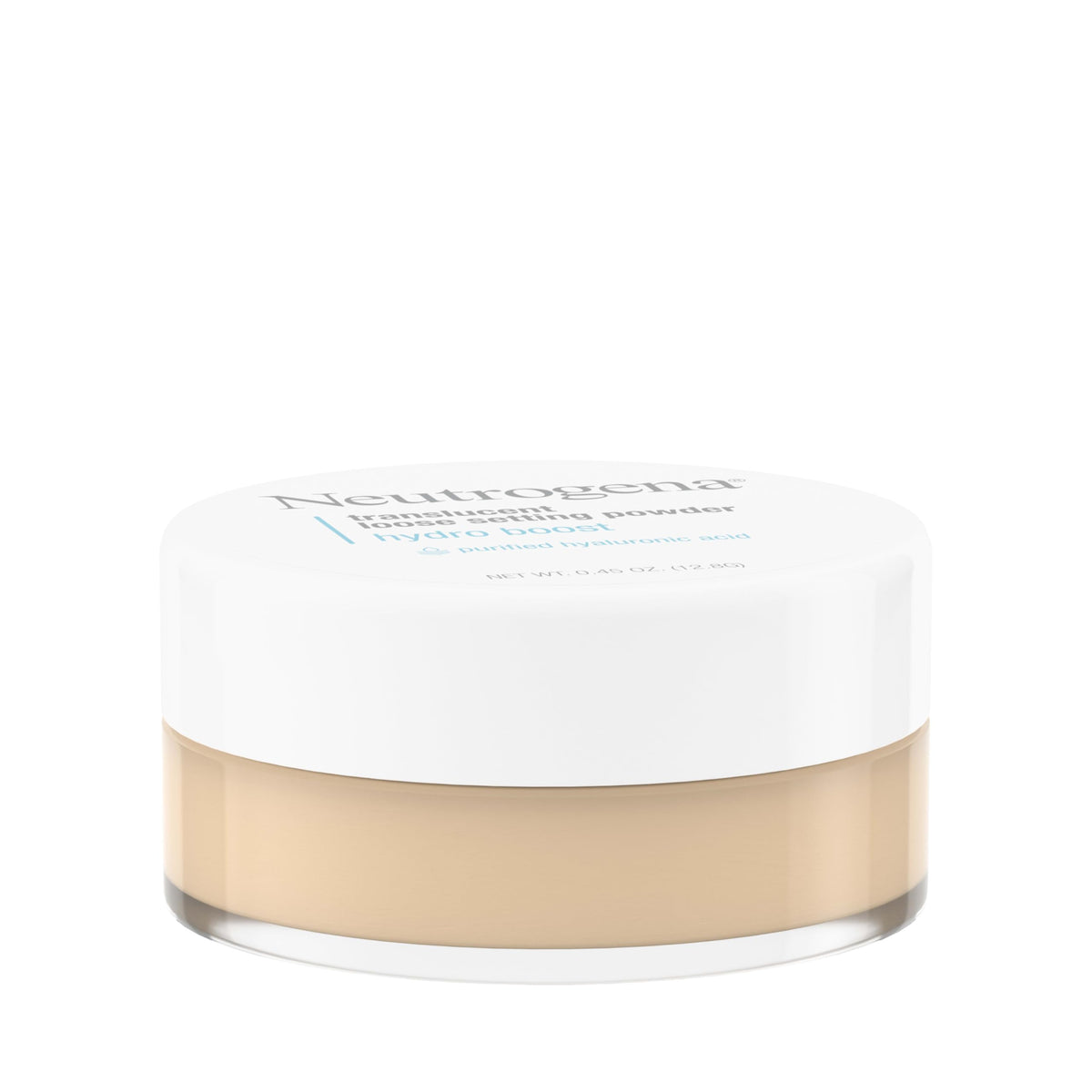 Neutrogena powder being applied with brush for long-lasting makeup hold