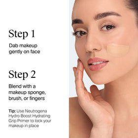 Neutrogena being blended with a sponge for an even, natural finish