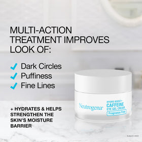 Neutrogena Hydro Boost eye cream on fingertip demonstrating lightweight spreadability