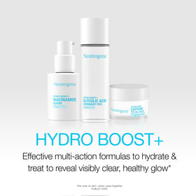 Neutrogena Hydro Boost eye cream ingredients panel label listing hyaluronic acid and peptides