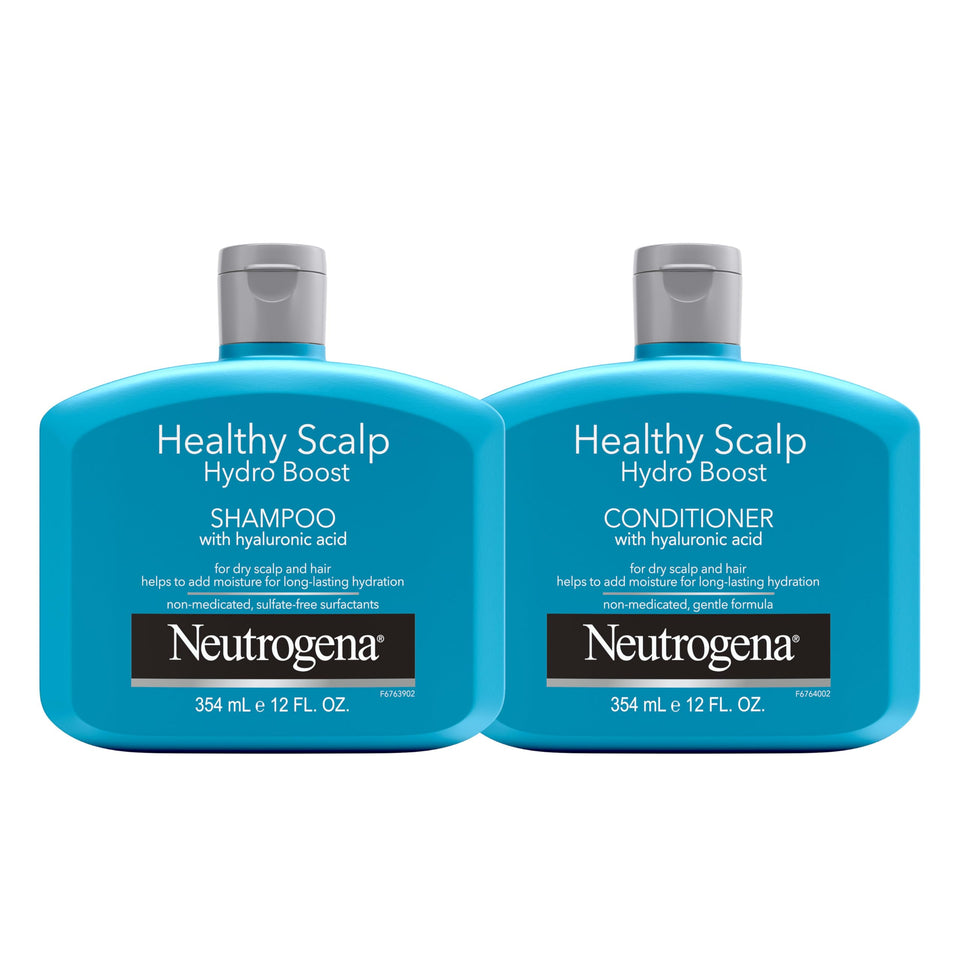 Neutrogena front packaging showing both 12 fl oz bottles and set benefits