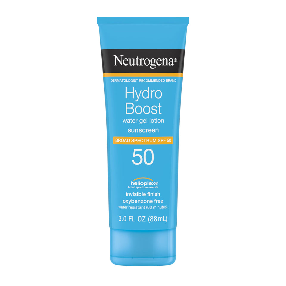 Neutrogena front packaging showing SPF 50 protection and gel finish