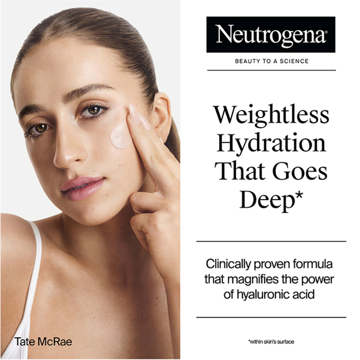 Neutrogena gel texture close-up illustrating lightweight fast absorption