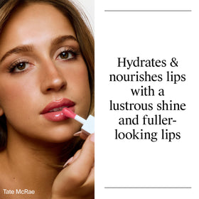 Neutrogena lip oil texture swirl on white background showing glossy, non-sticky finish