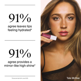 Neutrogena lip oil layered over lipstick demonstrating added shine and dimension