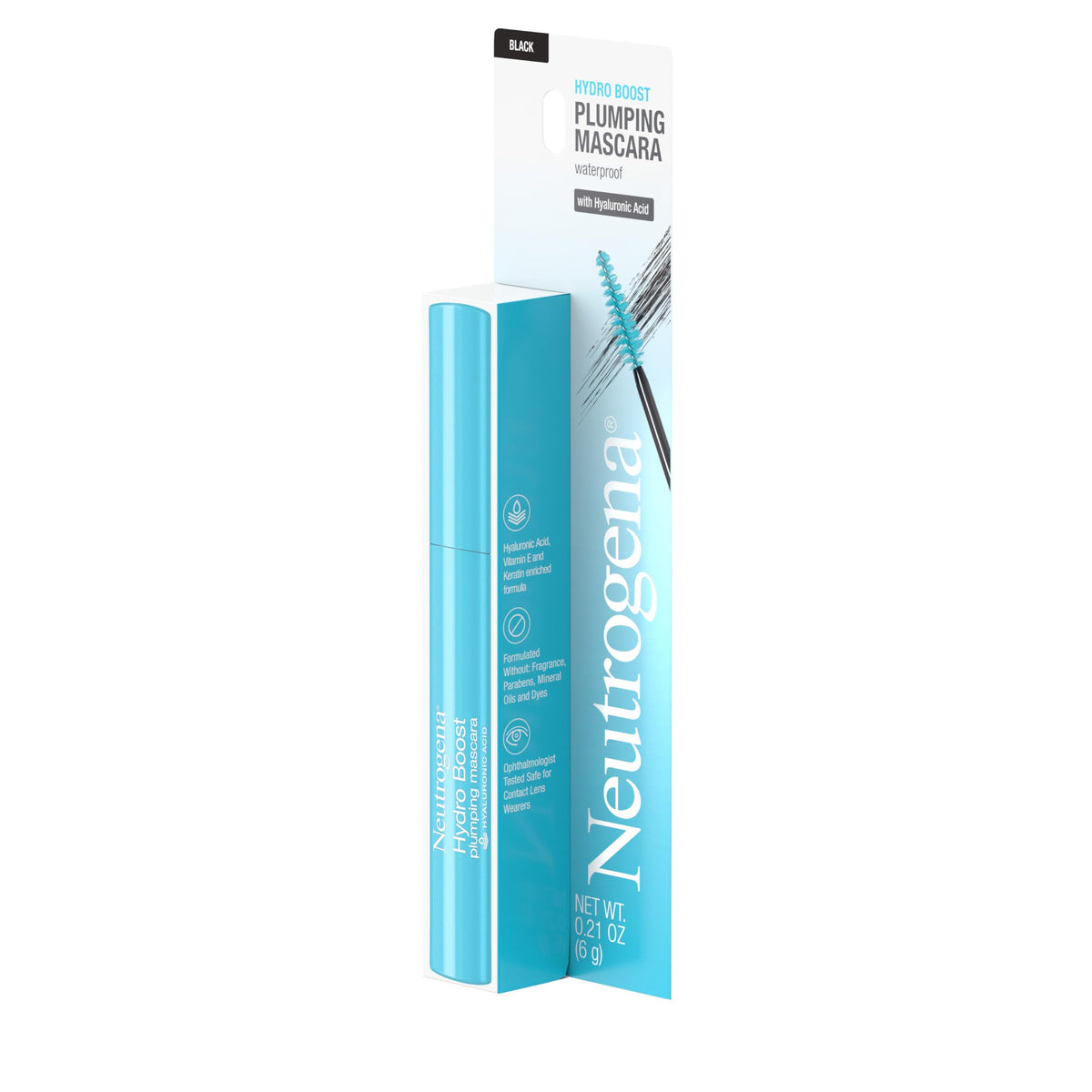 Neutrogena Hydro Boost mascara texture swipe demonstrating glossy, buildable formula