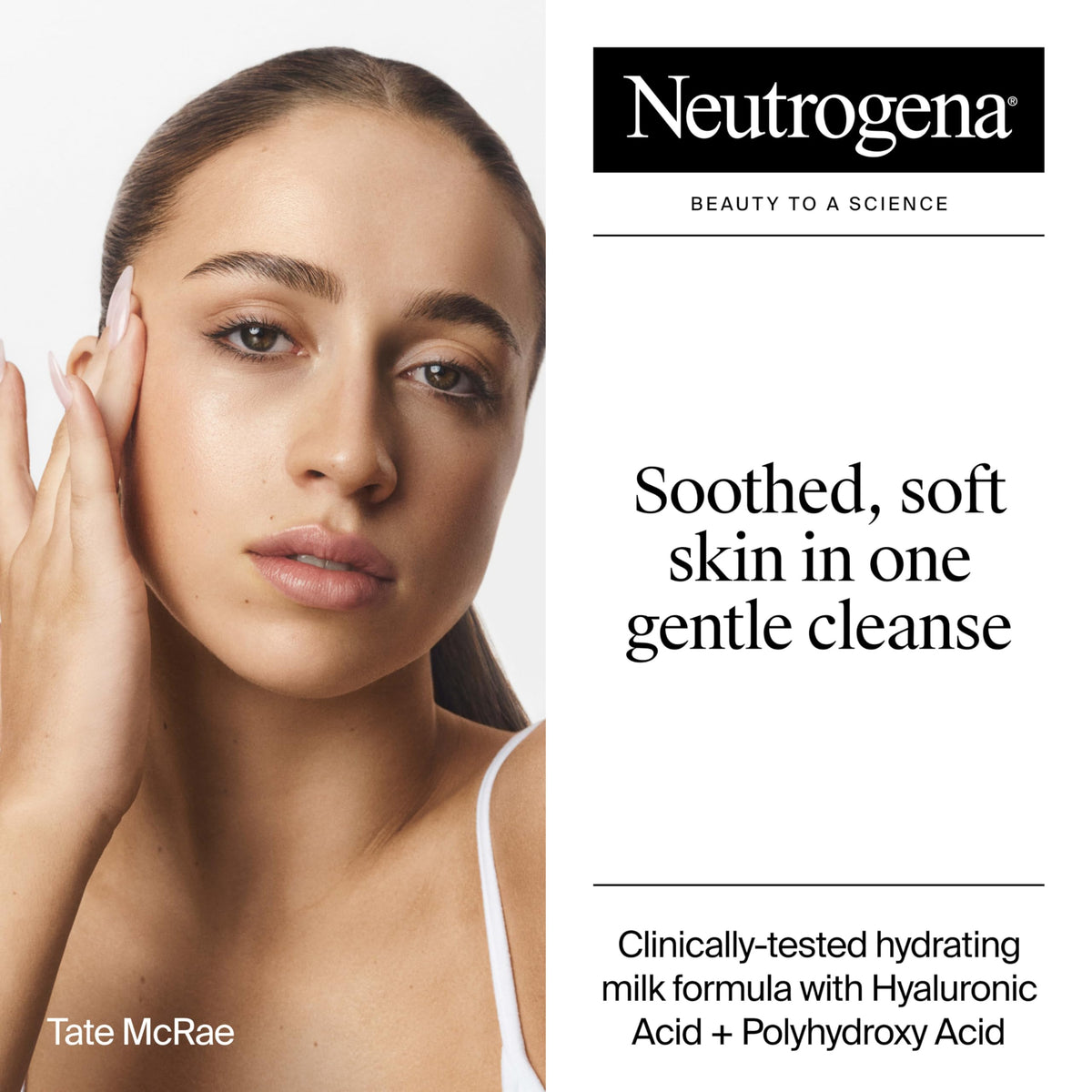 Neutrogena milky texture close-up demonstrating gentle, hydrating lather