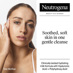 Neutrogena milky texture close-up demonstrating gentle, hydrating lather