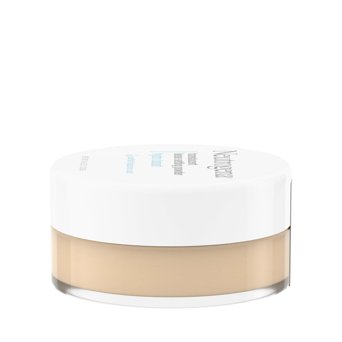 Neutrogena powder container in hand showing compact .44 oz travel benefit