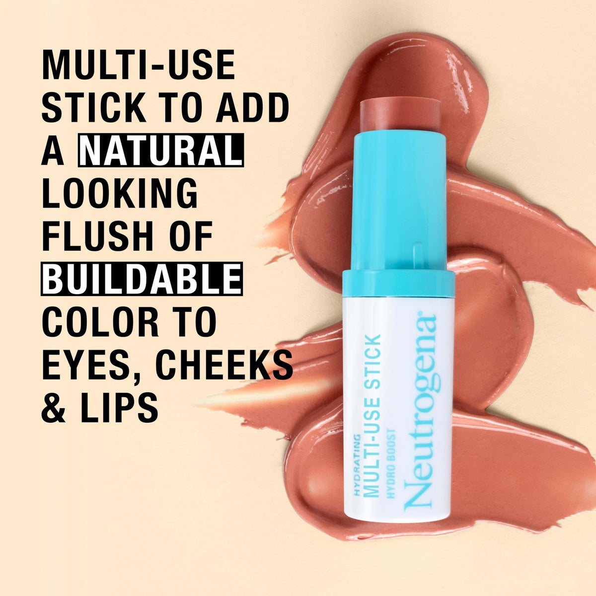 Neutrogena swatch of Soft Pink on forearm illustrating buildable color