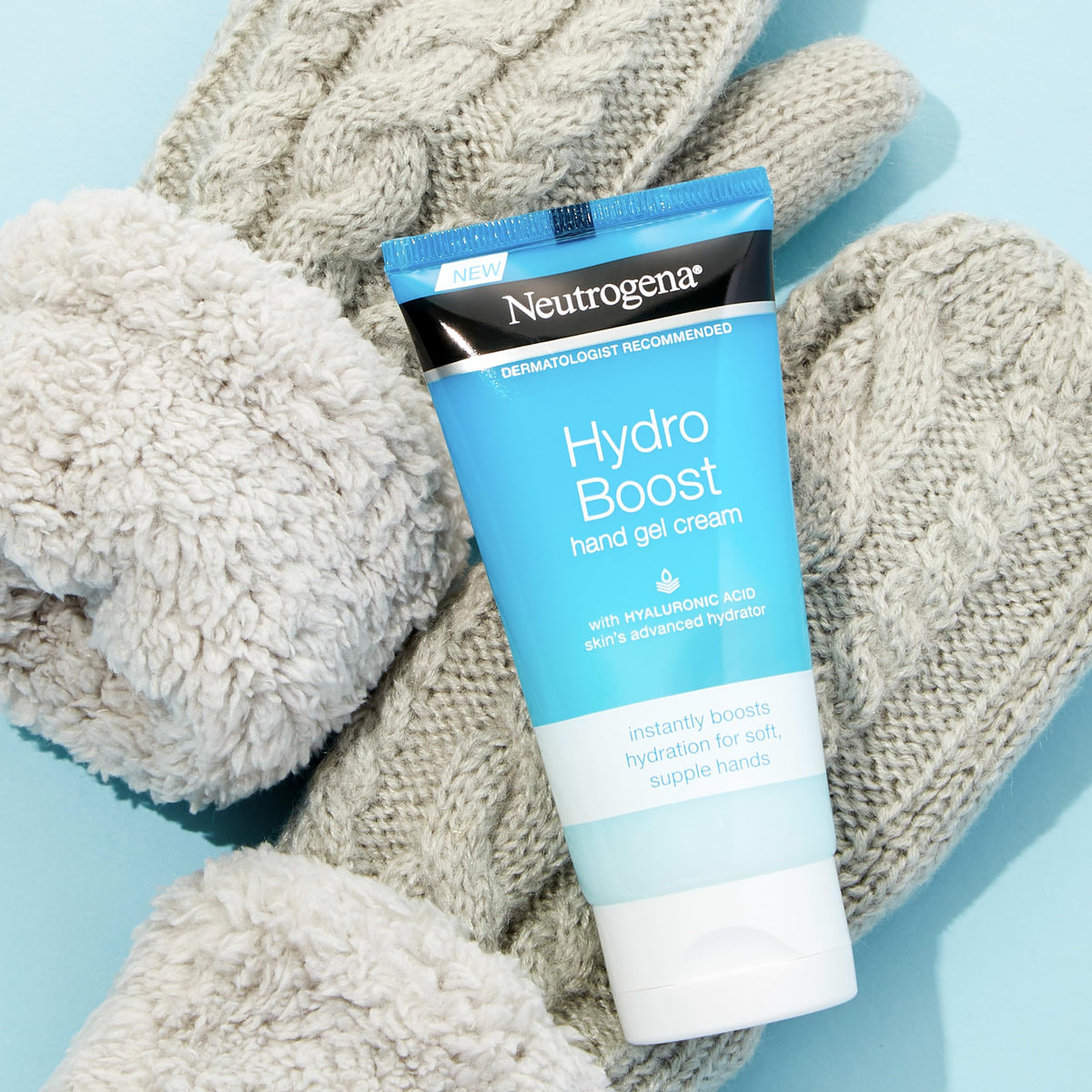Neutrogena gel-cream texture close-up showing lightweight absorbency benefit