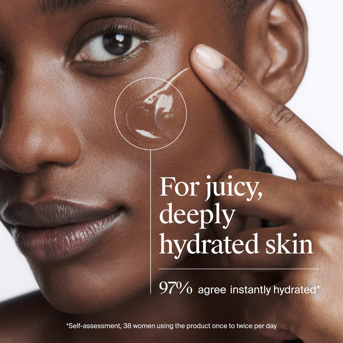 Neutrogena water-gel texture swipe showing lightweight hydration feel