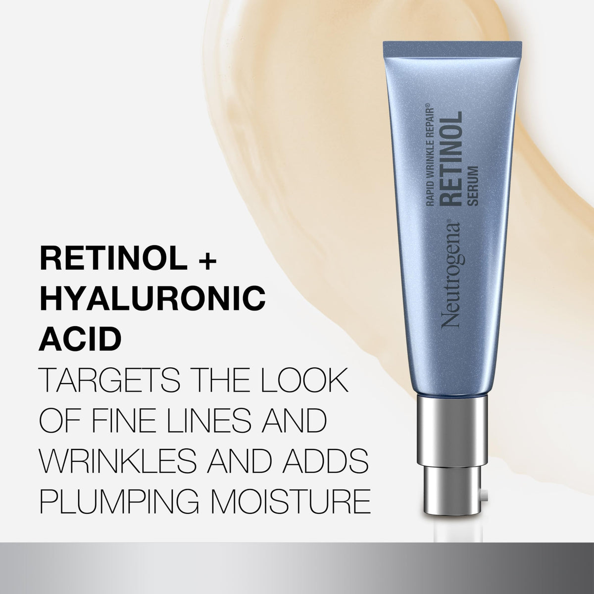 Neutrogena retinol and hyaluronic acid visual emphasizing targeted renewal benefits
