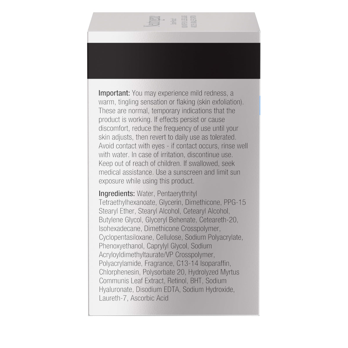 Neutrogena ingredients list close-up emphasizing hyaluronic acid benefit