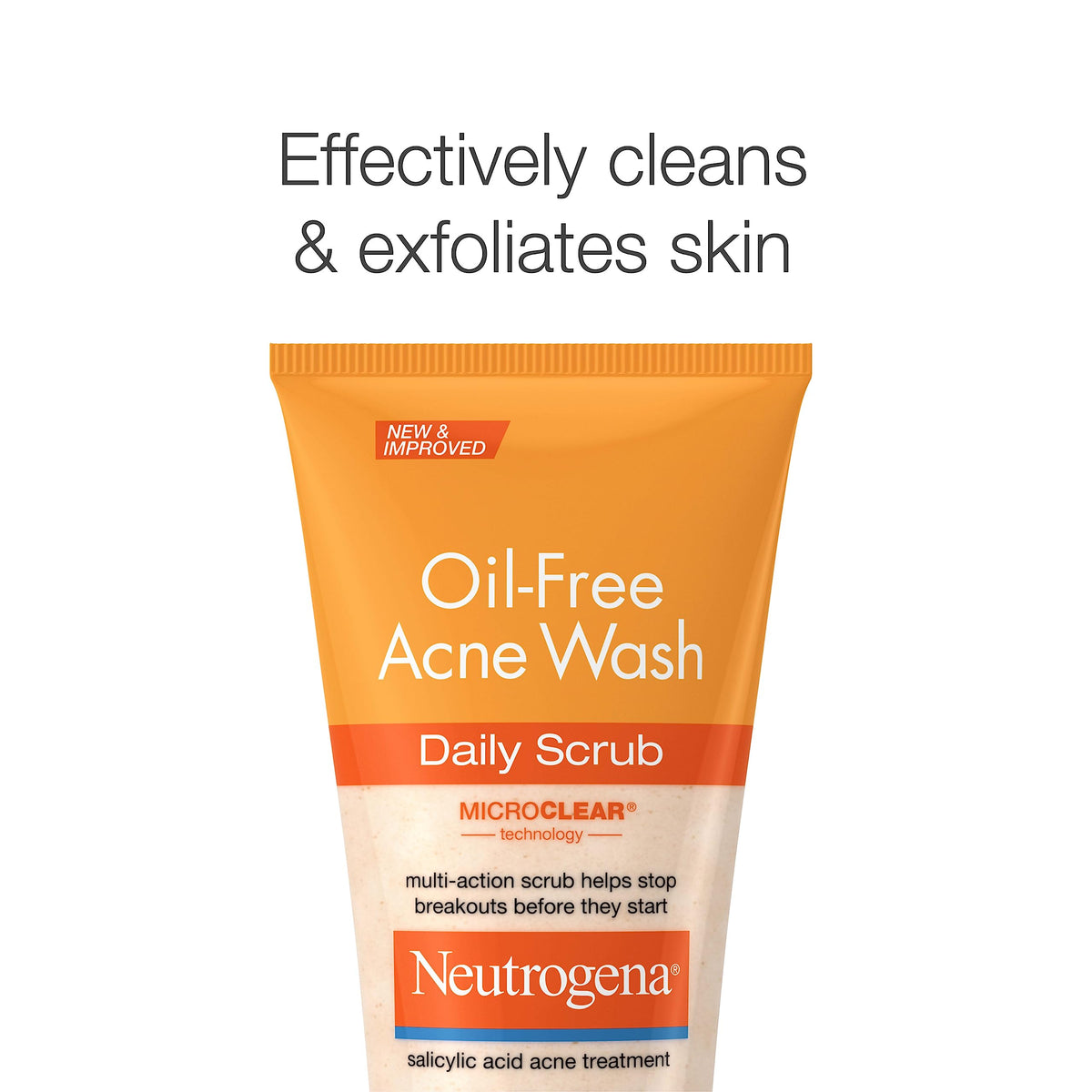 Neutrogena ingredients label showing 2% salicylic acid benefit