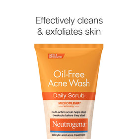 Neutrogena ingredients label showing 2% salicylic acid benefit