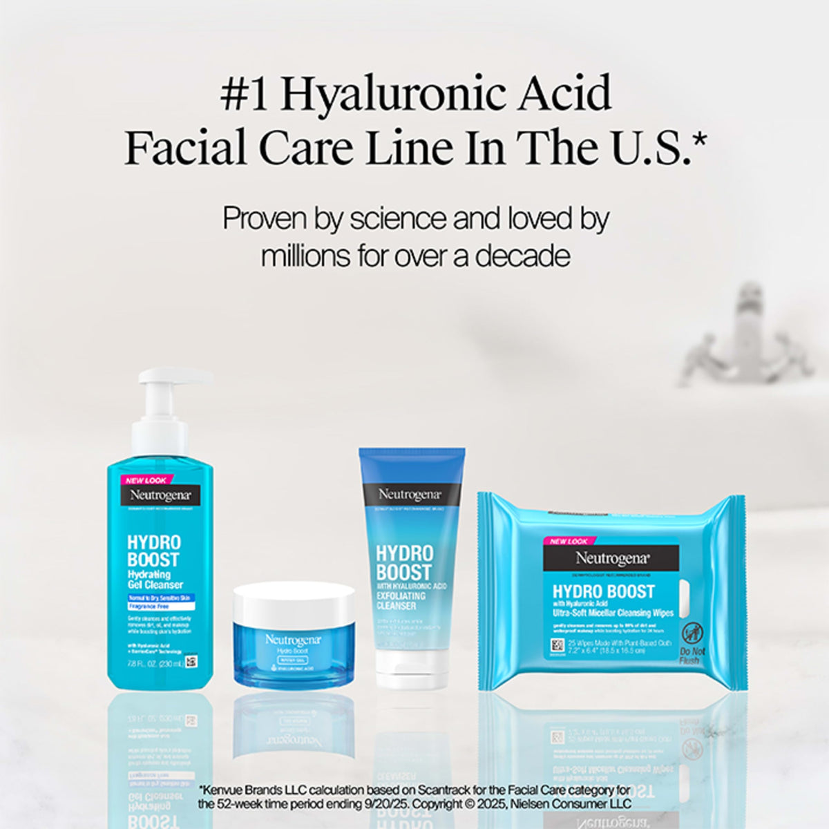 Neutrogena label ingredients closeup highlighting hyaluronic acid and gentle formula