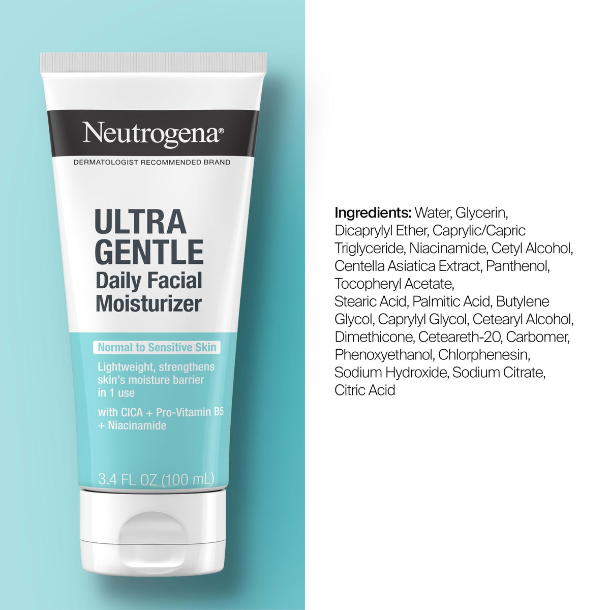 Neutrogena on bathroom counter in routine setting for daily use benefit