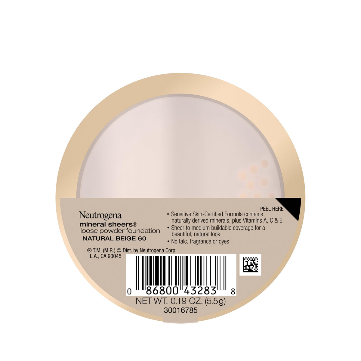 Neutrogena back label close-up highlighting vitamins A C E and ingredient transparency benefit