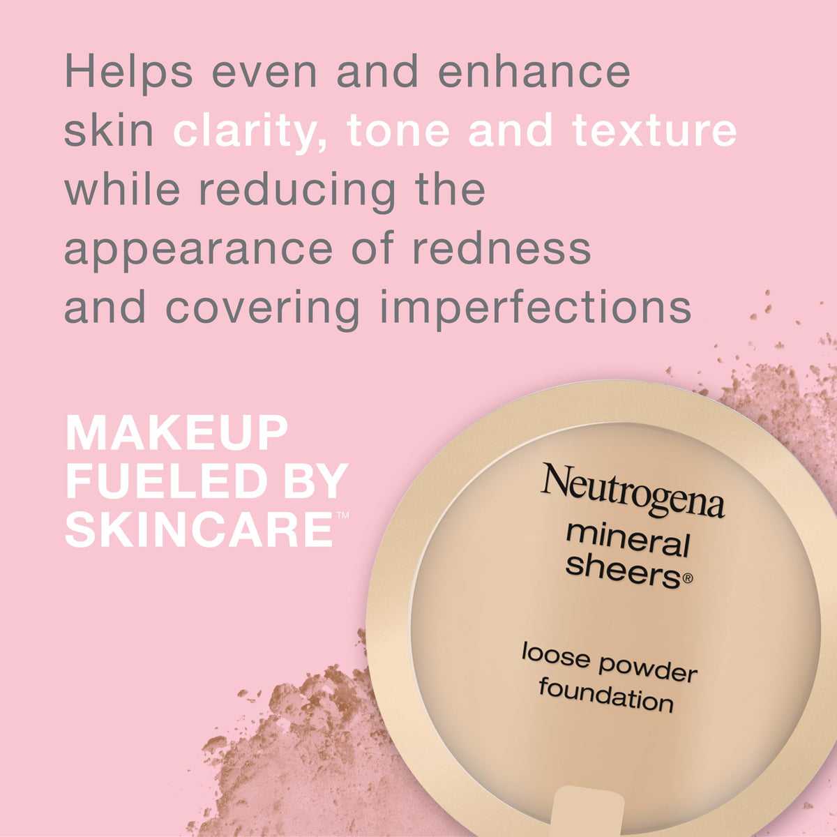 Neutrogena open jar close-up showing fine mineral texture for smooth blend and breathable wear