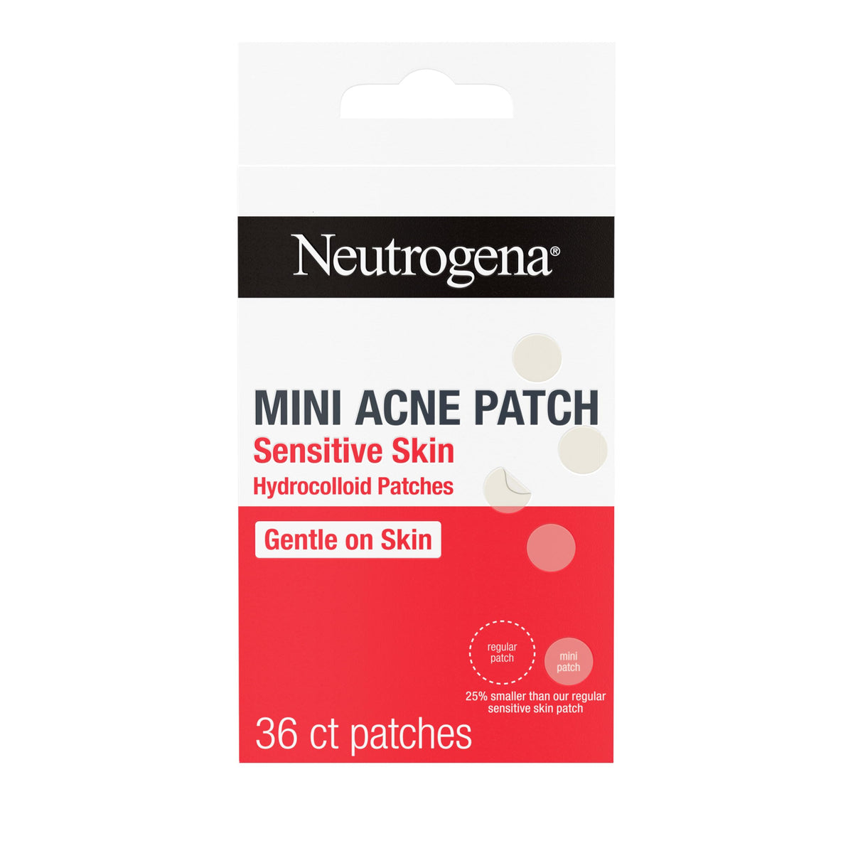 Neutrogena front packaging showing 36-count mini acne patches and quick benefit