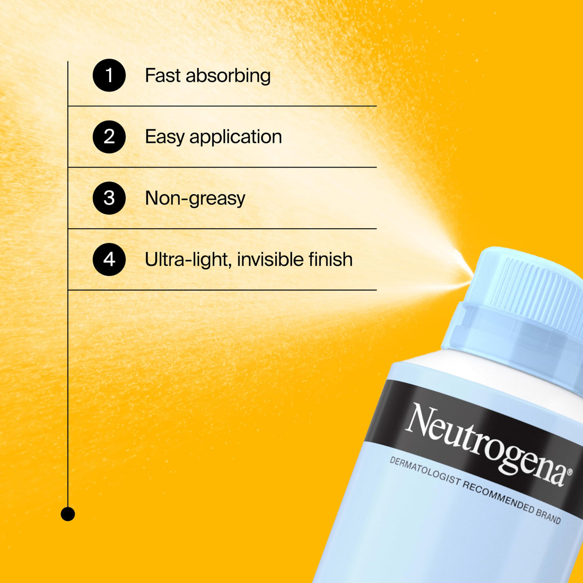 Neutrogena mist being applied to arm for quick, non-greasy coverage benefit