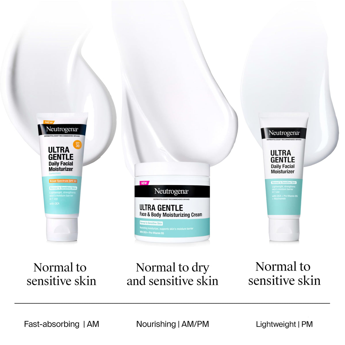 Neutrogena applied to cheek demonstrating calming hydration benefit