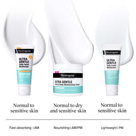 Neutrogena applied to cheek demonstrating calming hydration benefit