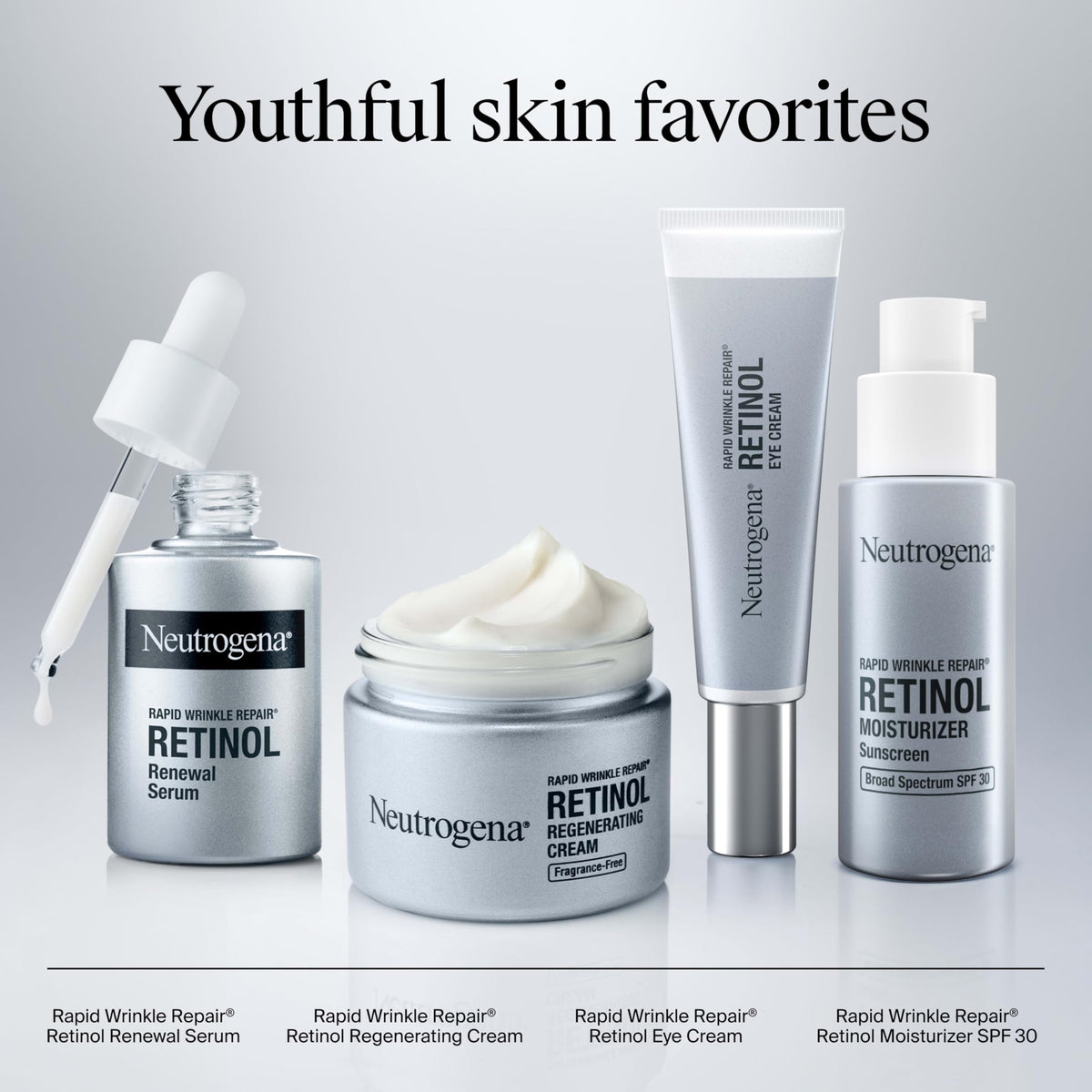 Neutrogena applying serum to neck, emphasizes targeted firming and smoothing support