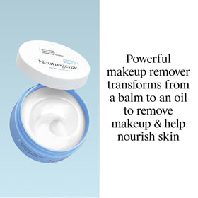 Neutrogena open jar close-up texture showing creamy balm transforming to oil for removal