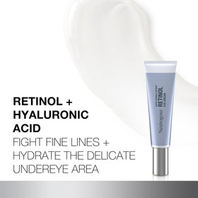 Neutrogena packaging ingredient panel showing retinol and hyaluronic acid benefits