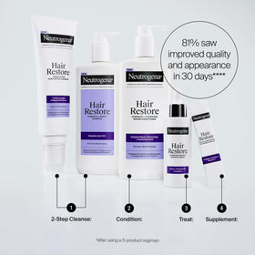 Neutrogena Hair Restore serum paired with shampoo and conditioner routine