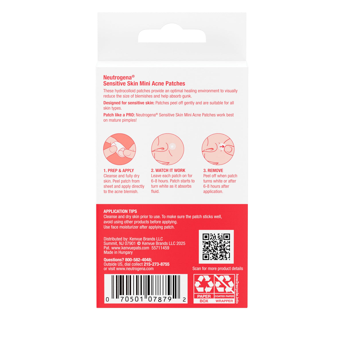 Neutrogena open sheet of mini patches displaying layout and easy peel-off