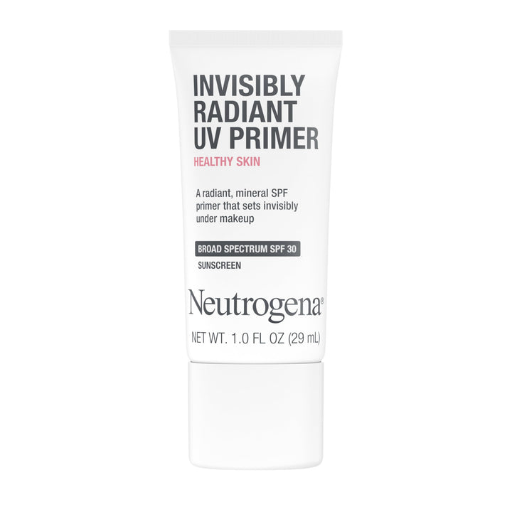 Neutrogena front packaging of SPF 30 face primer showing bottle and label for easy identification