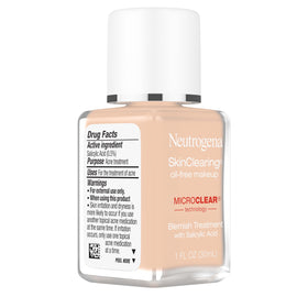 Neutrogena bottle staged in bathroom routine suggesting easy acne-care integration