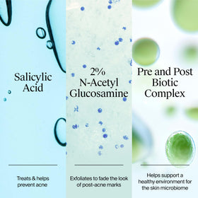 Neutrogena tube beside ingredient callouts showing active benefits