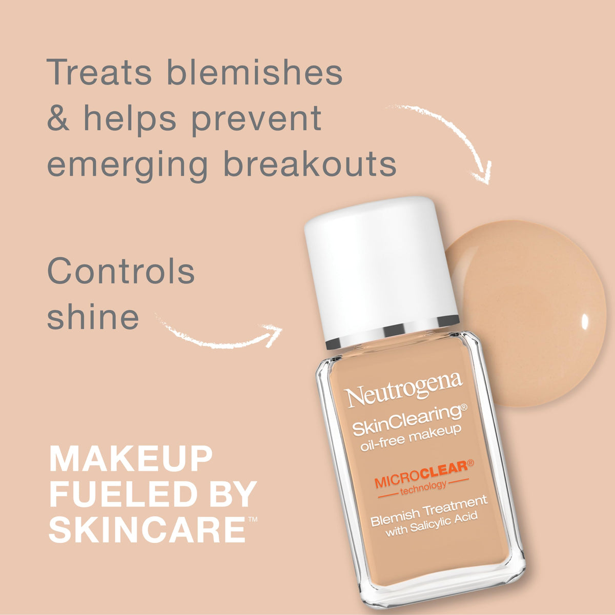 Neutrogena pump dispensing foundation texture for smooth, lightweight application