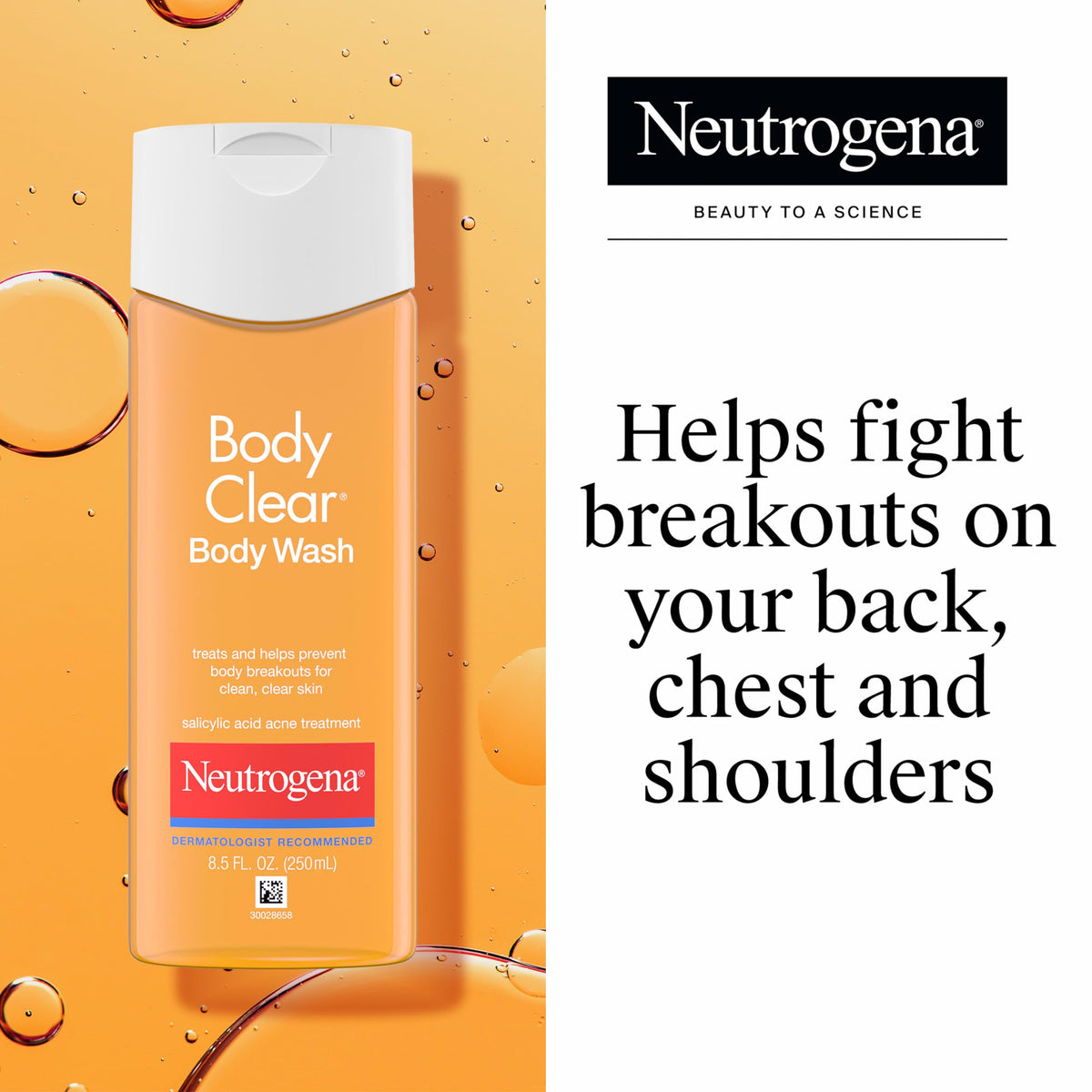 Neutrogena label close-up highlighting 2% salicylic acid and unscented benefit