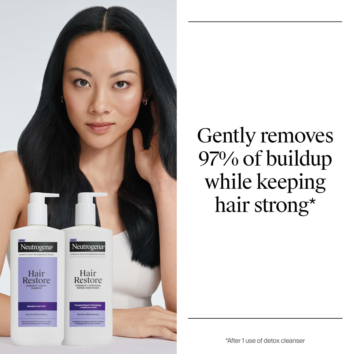 Neutrogena close-up of pump dispensing shampoo highlighting convenient controlled use