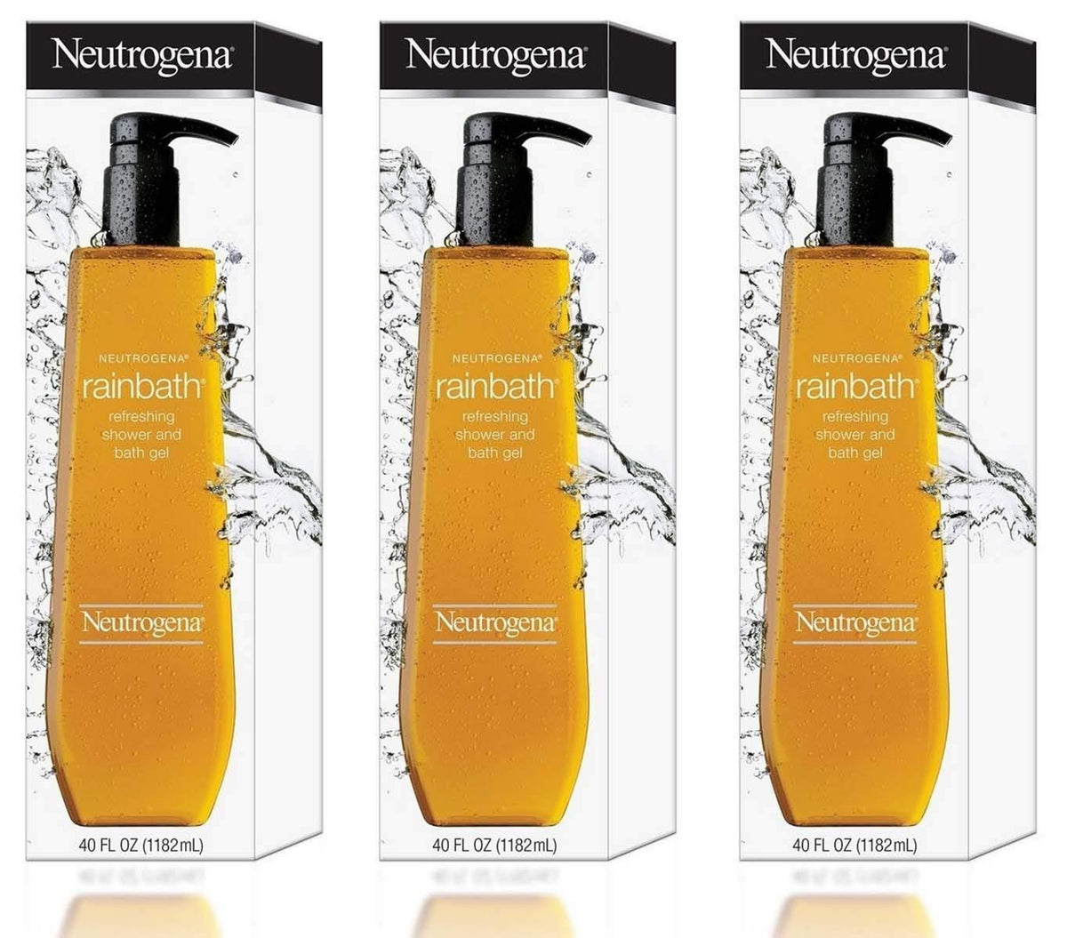 Neutrogena Rainbath three 40oz bottles front view showing bulk supply benefit