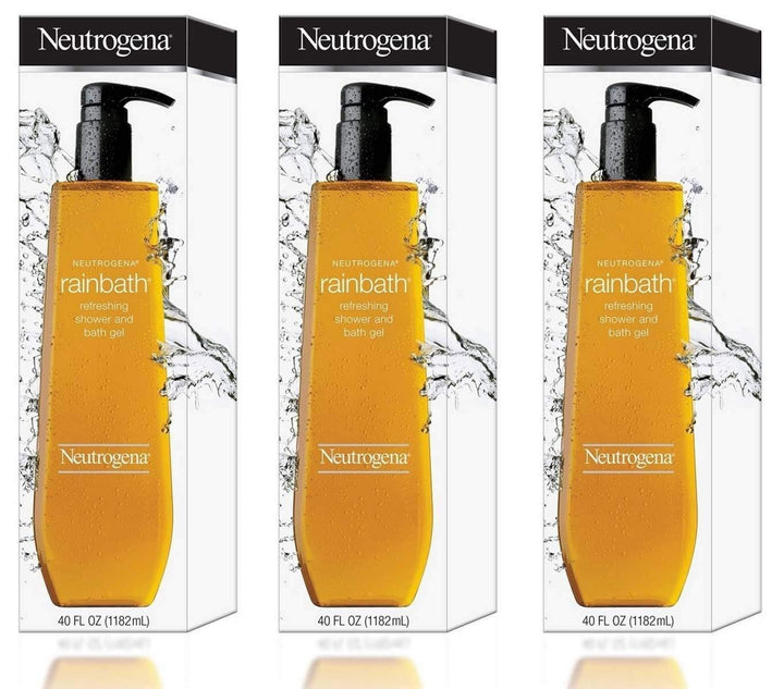 Neutrogena Rainbath three 40oz bottles front view showing bulk supply benefit